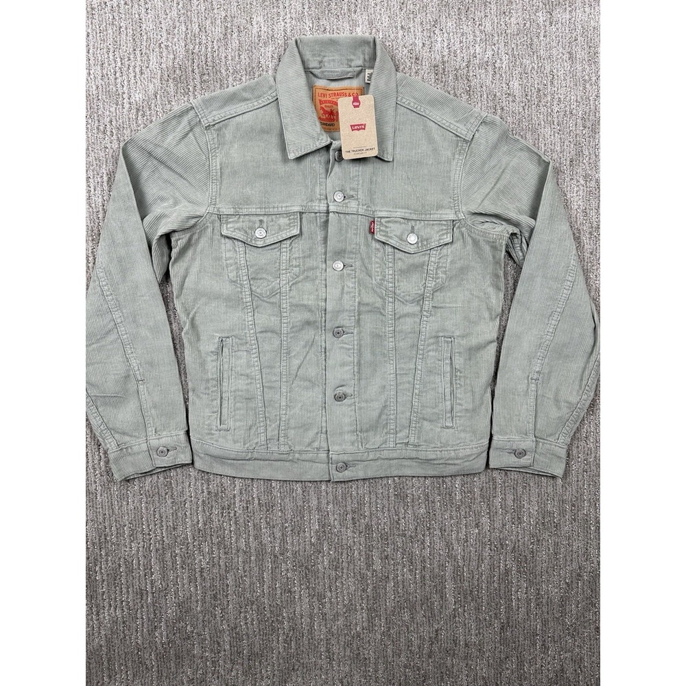 NWT Levis Trucker Silver Grey Corduroy Jacket 100% Cotton Standard Fit Mens Sz S